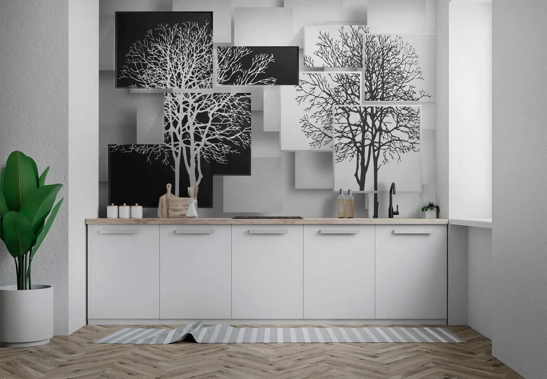 stenske poslikave Drevo Yin Yan u09369