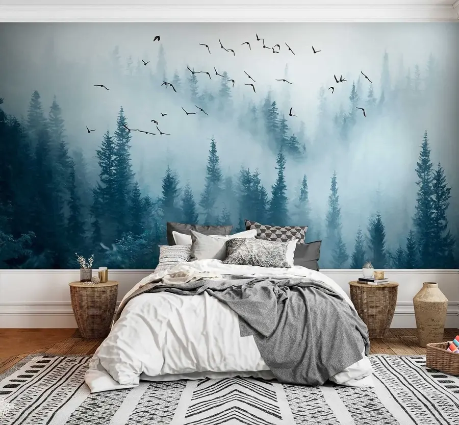 stenske poslikave Gozd v megli in ptice u22288