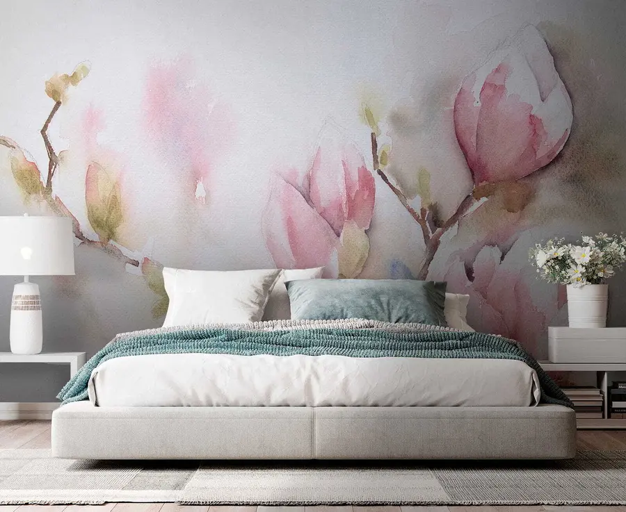 stenske poslikave Magnolije cvetijo, akvarelno slikarstvo u53757