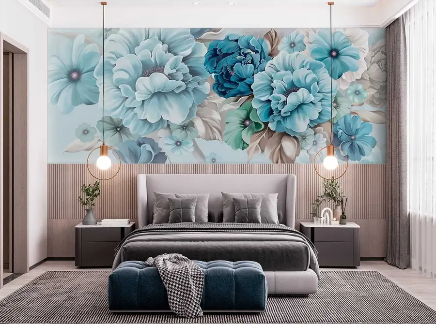 stenske poslikave Nežno modro cvetje u59900