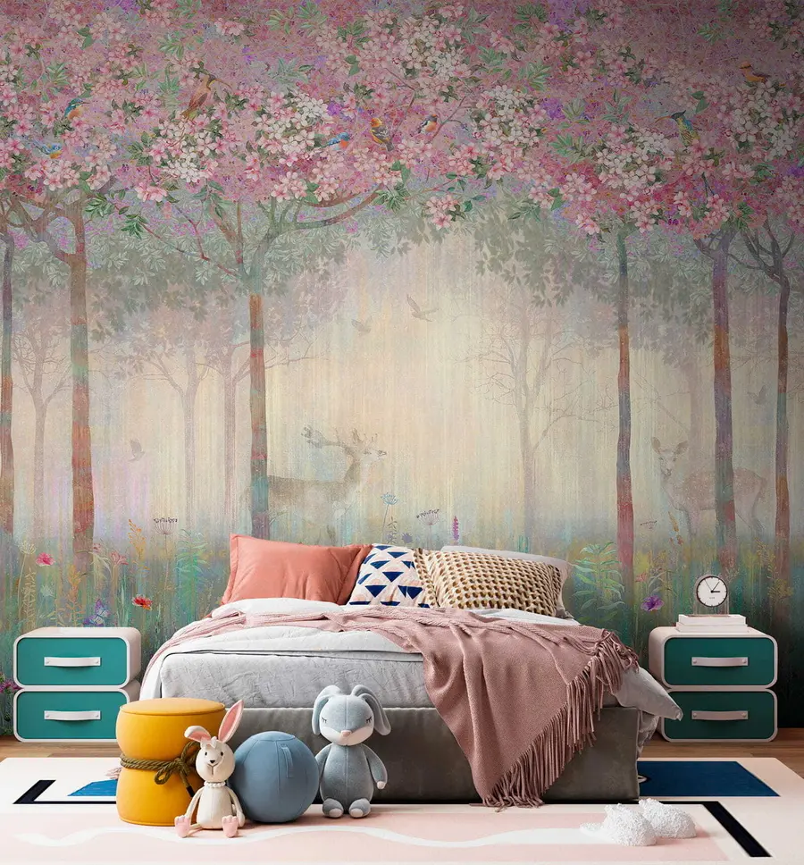 stenske poslikave Jelen v čarobnem gozdu u62100