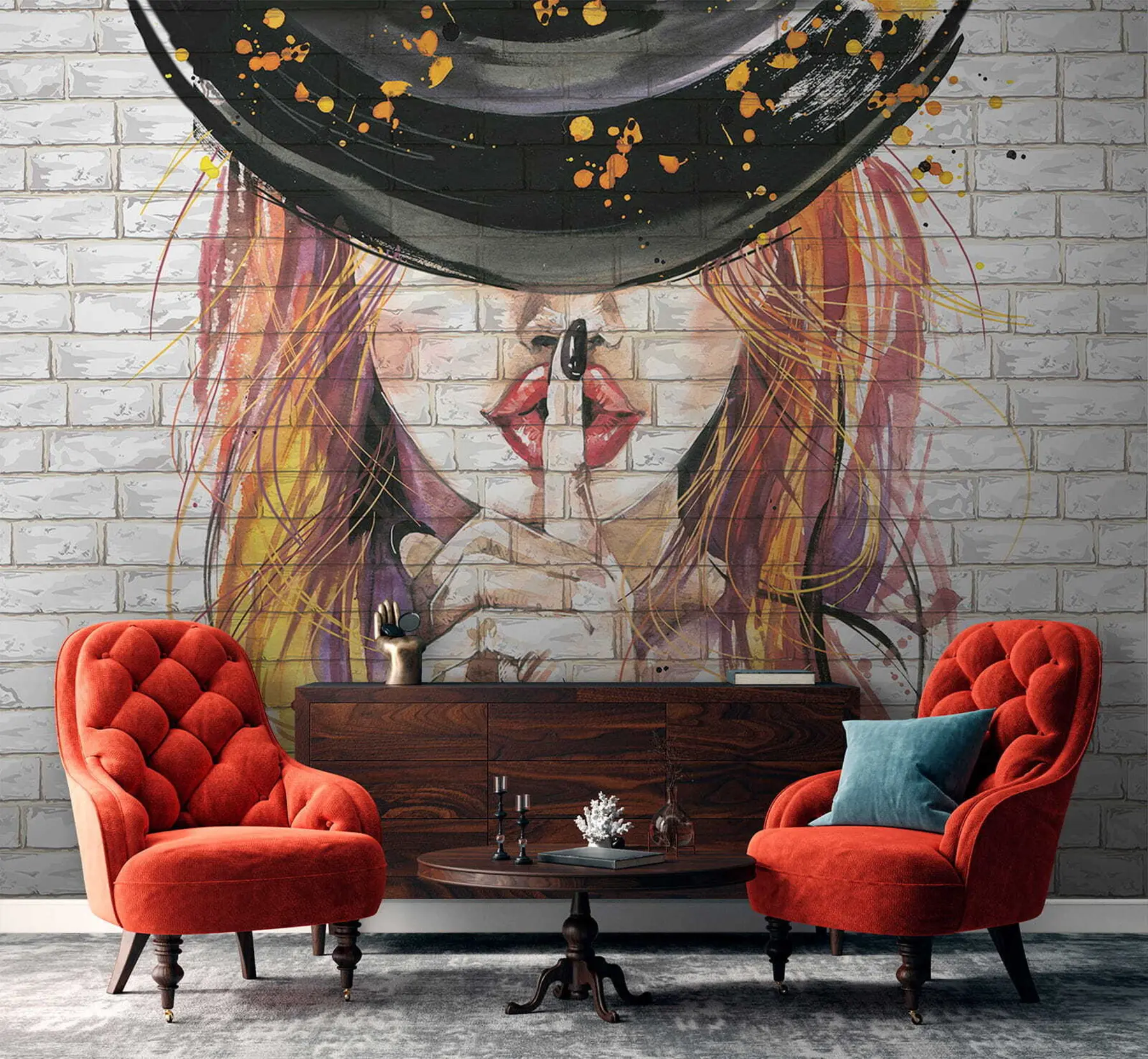 stenske poslikave Dekle z akvareli u67648