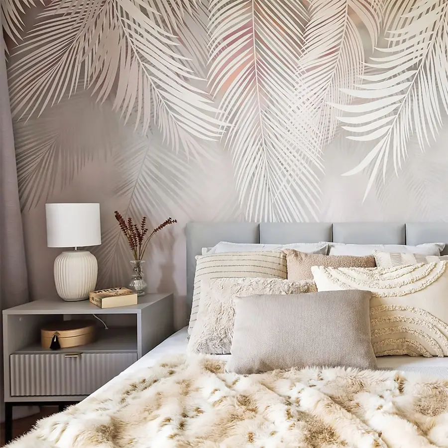 stenske poslikave Sivi palmovi listi u48556