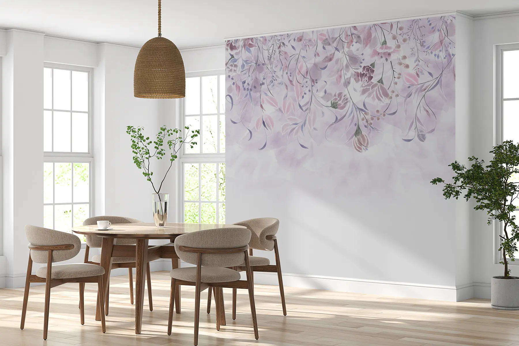 stenske poslikave Nežni cvetovi v vijoličnih barvah w00072