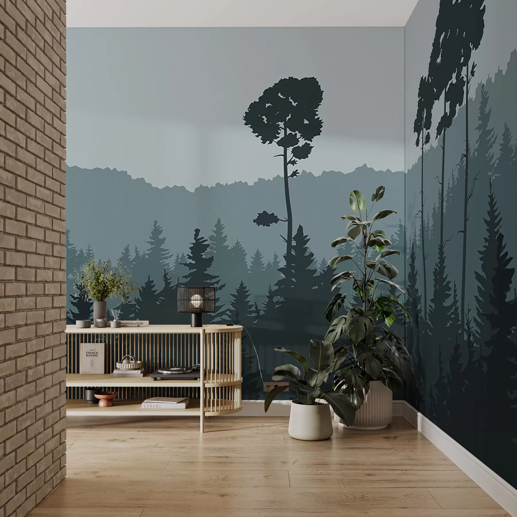 stenske poslikave Gore in visoka drevesa w00377