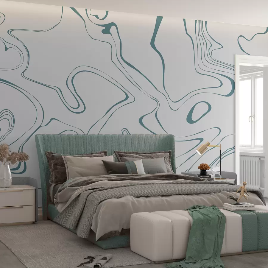 stenske poslikave Abstraktno ozadje z učinkom marmorja v modri barvi w00634v2