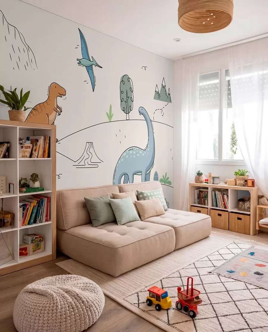 stenske poslikave Pisani dinozavri na hribih w00637