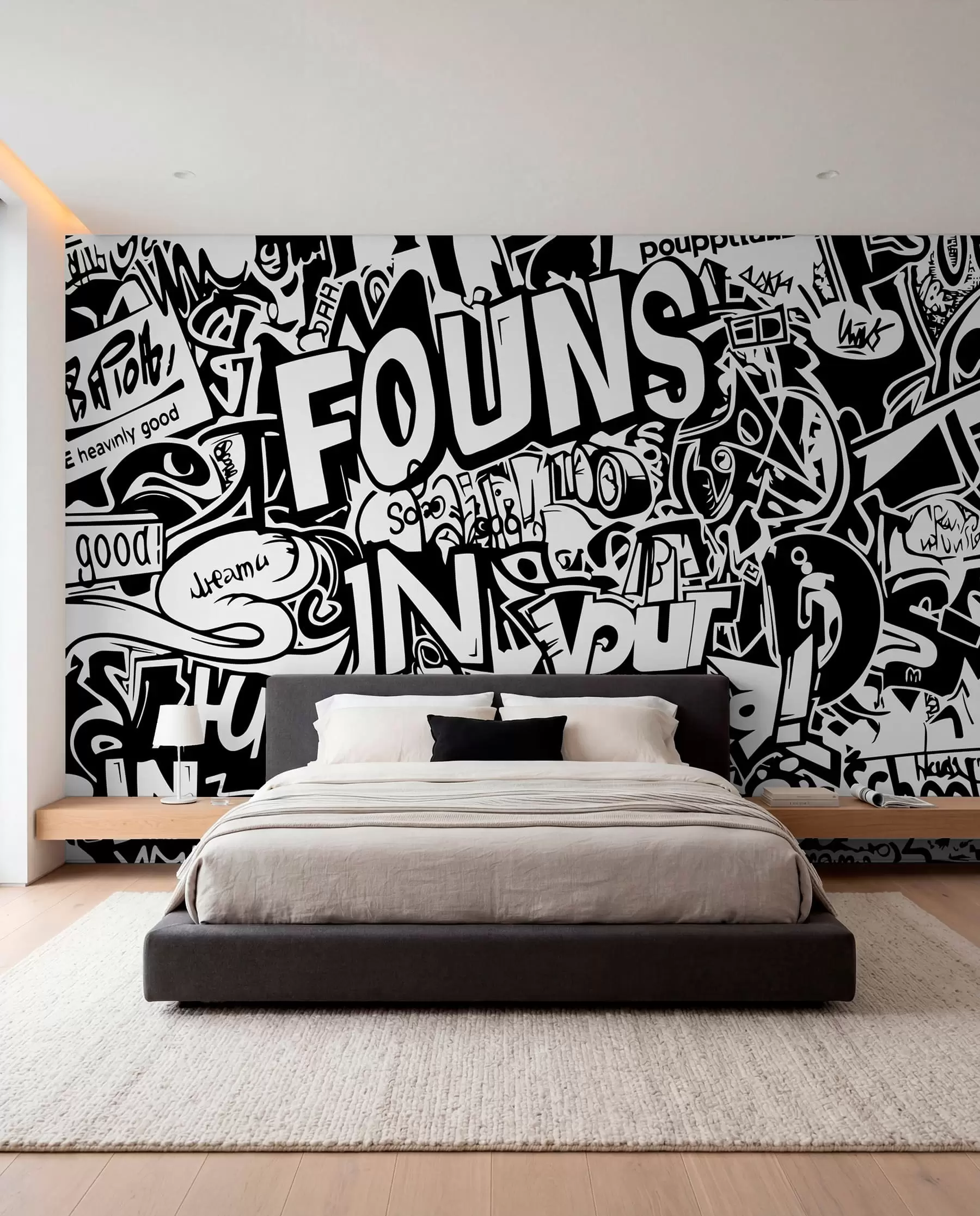 stenske poslikave Črno-beli grafiti w01190