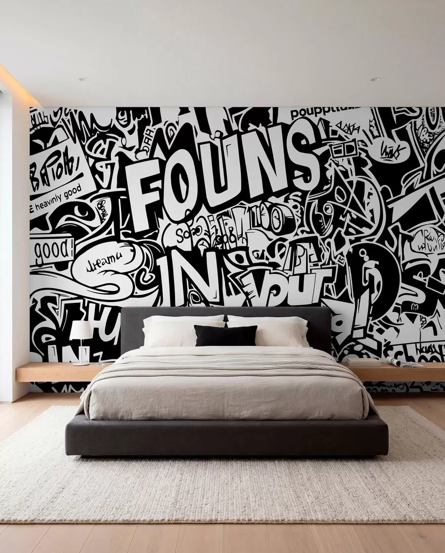 stenske poslikave Črno-beli grafiti w01190