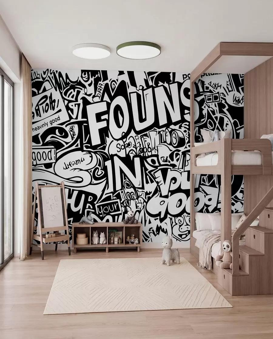 stenske poslikave Črno-beli grafiti w01190
