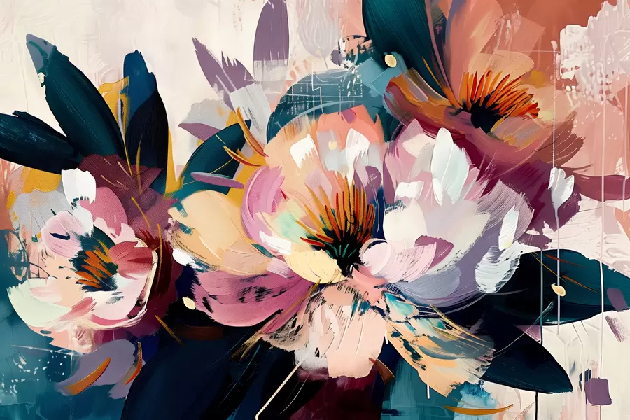 stenske poslikave Veliki cvetovi so naslikani v olju w07940