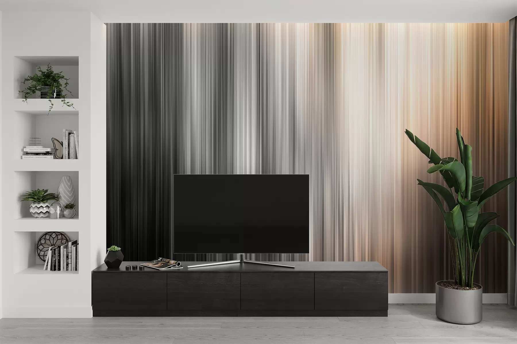 stenske poslikave Zamegljeno ozadje z različnimi navpičnimi oranžnimi črtami w07946