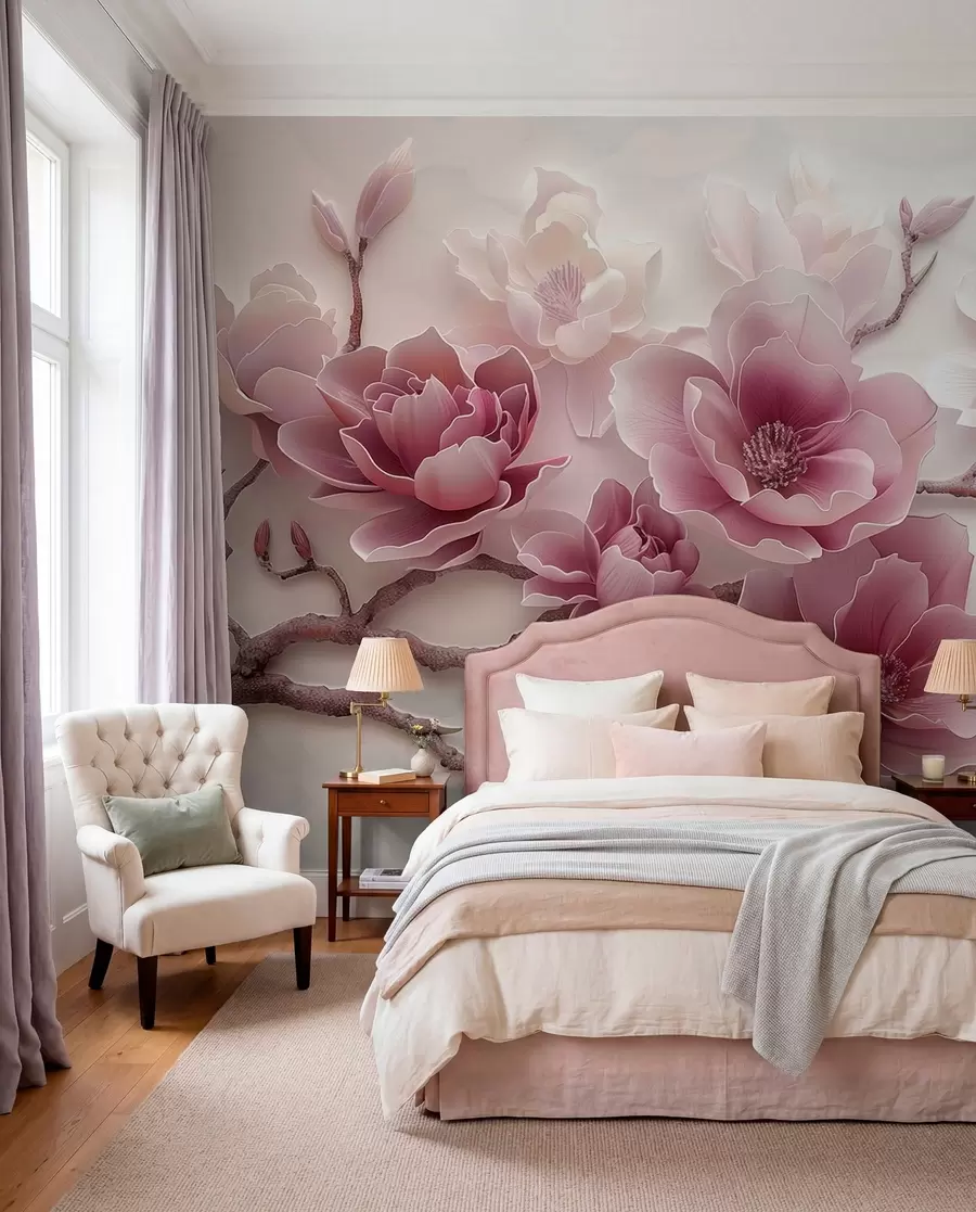 stenske poslikave Magnolija v rožnati w01359v2
