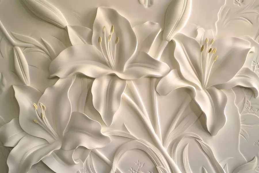 stenske poslikave Niski relief velikih bež lilij w01434