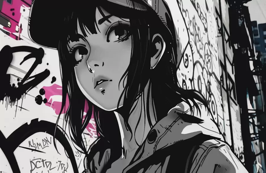stenske poslikave Anime dekle w00973
