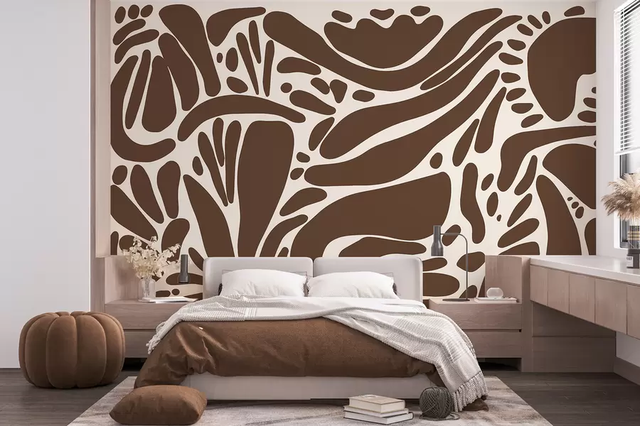 stenske poslikave Abstraktni geometrijski vzorec, plemenski slog, rjava barva w01623v1