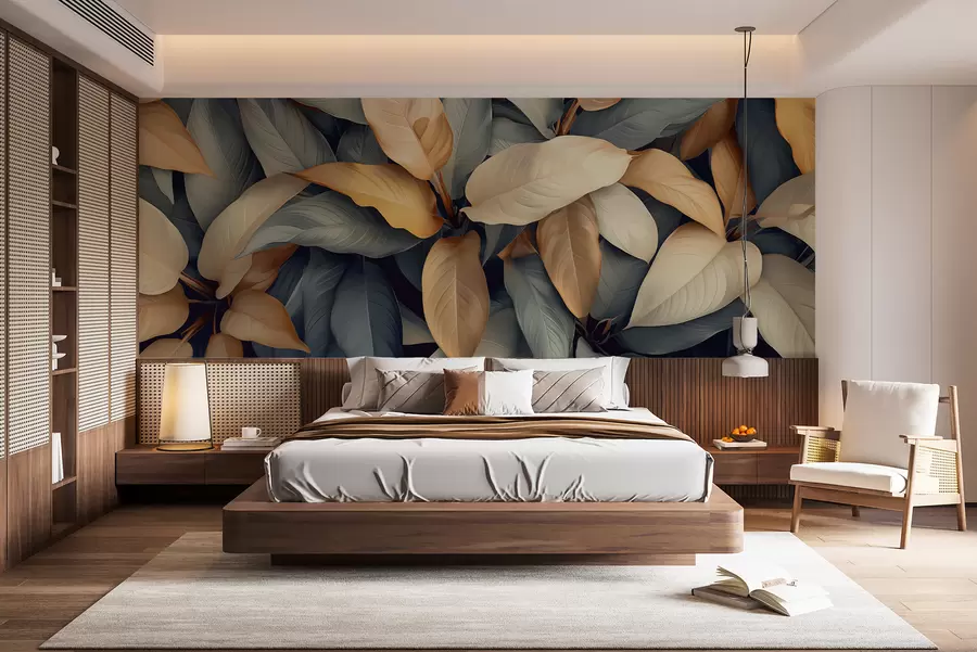 stenske poslikave Tropske rastline v rožnatih in bež barvah w01586v1