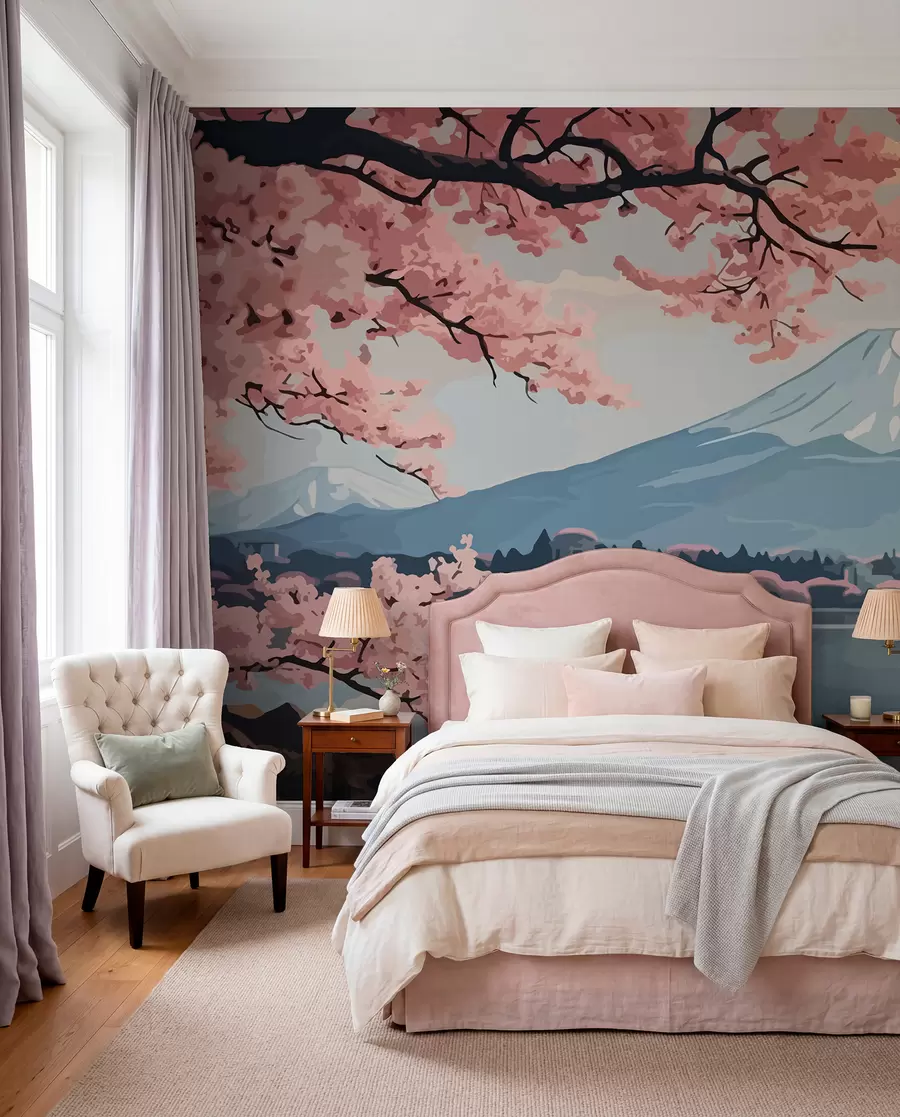 stenske poslikave Sakura, gore, akvarel w01664