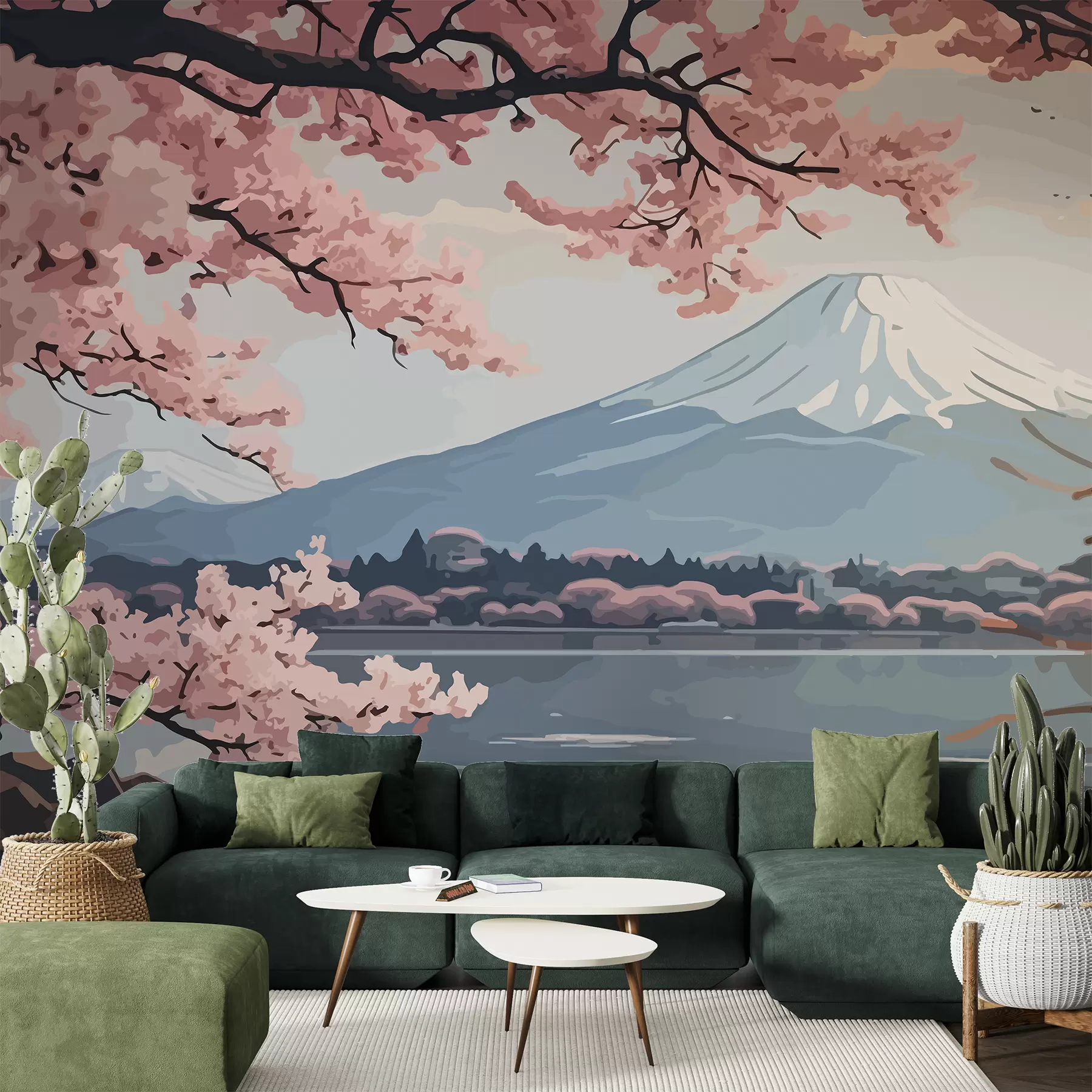 stenske poslikave Sakura, gore, akvarel w01664