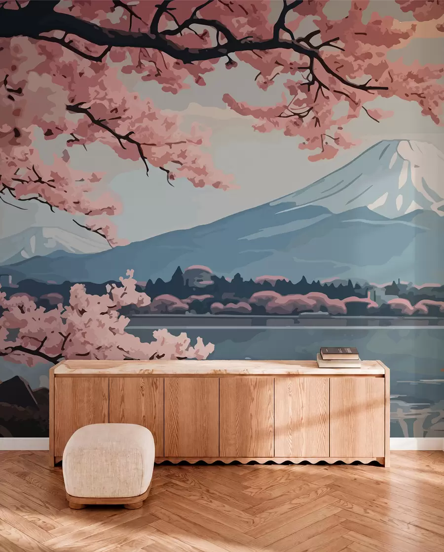 stenske poslikave Sakura, gore, akvarel w01664