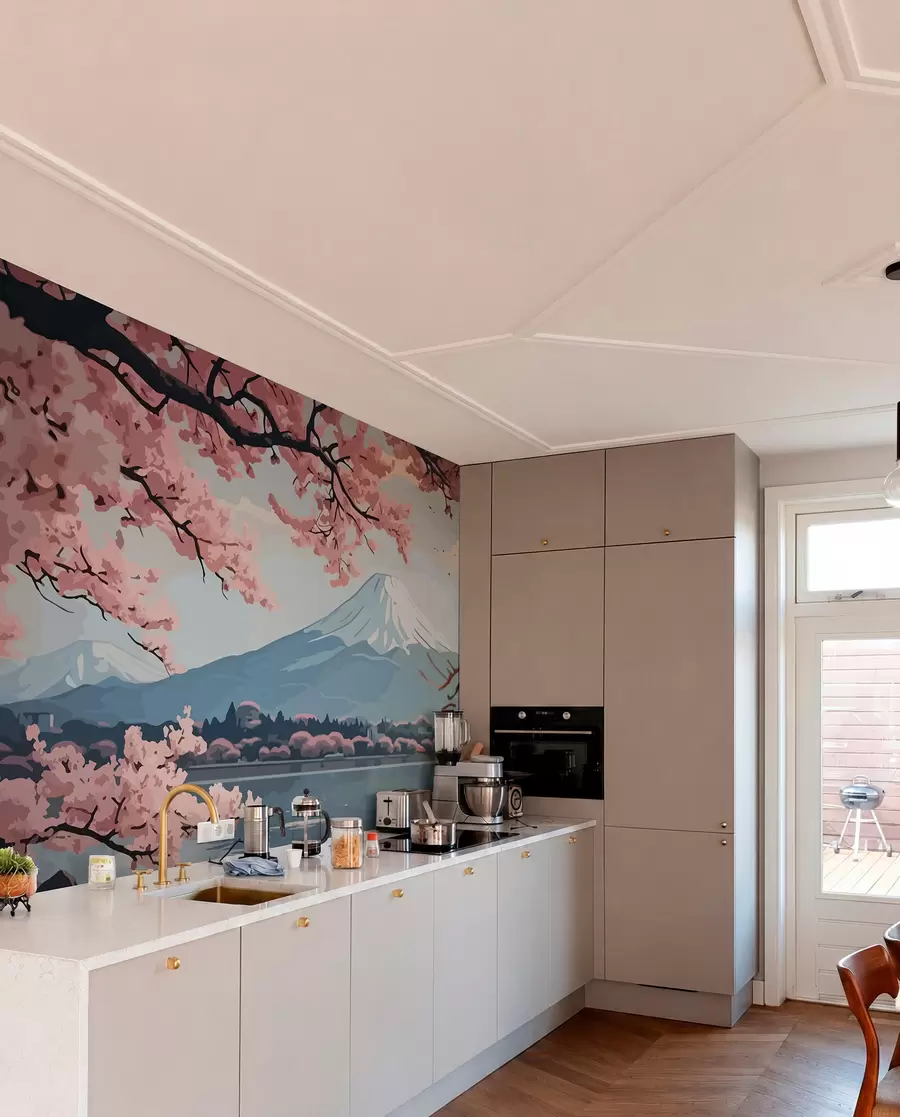 stenske poslikave Sakura, gore, akvarel w01664