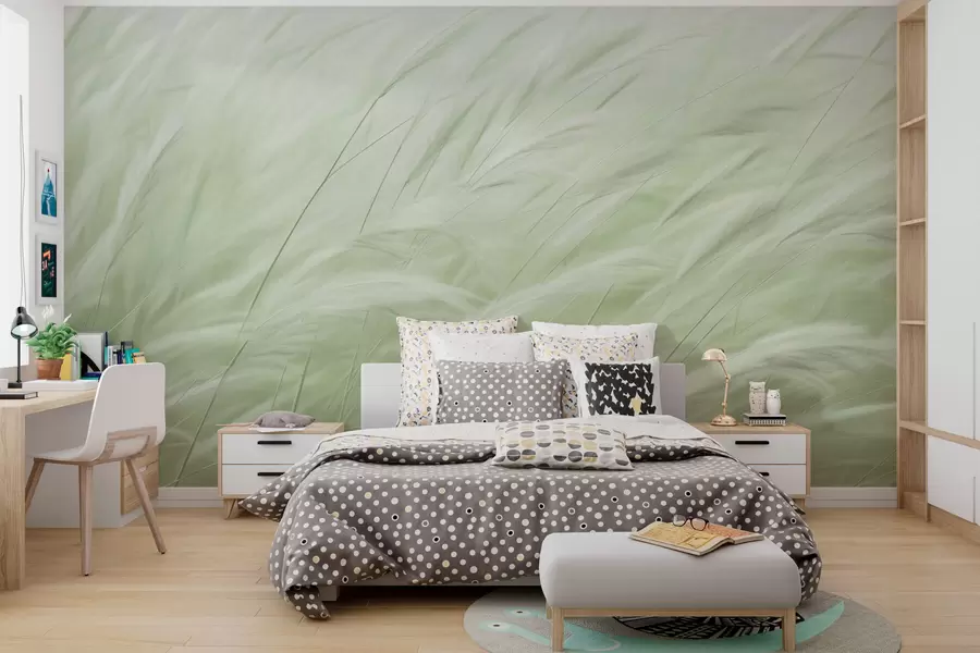 stenske poslikave Zeleni kljunčki poljske trave w01719v2