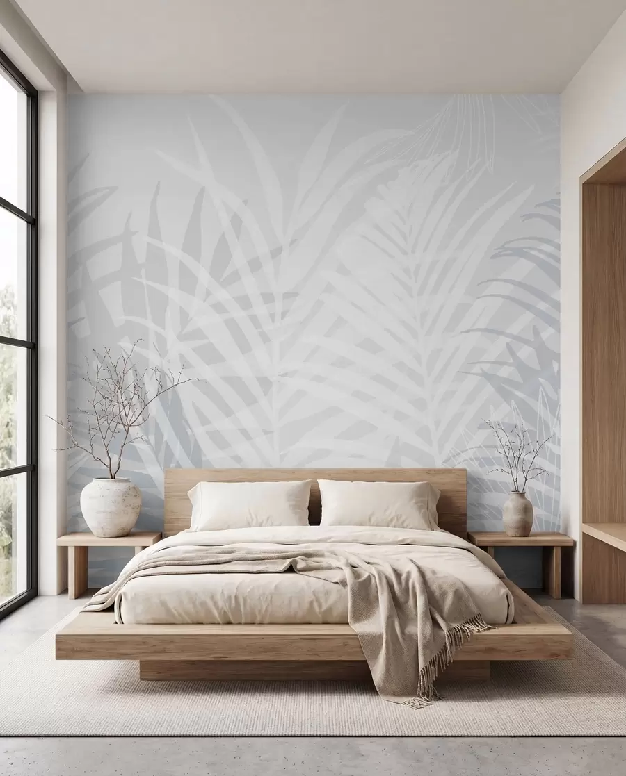 stenske poslikave Sence palm — Ledeno modra w02026v3