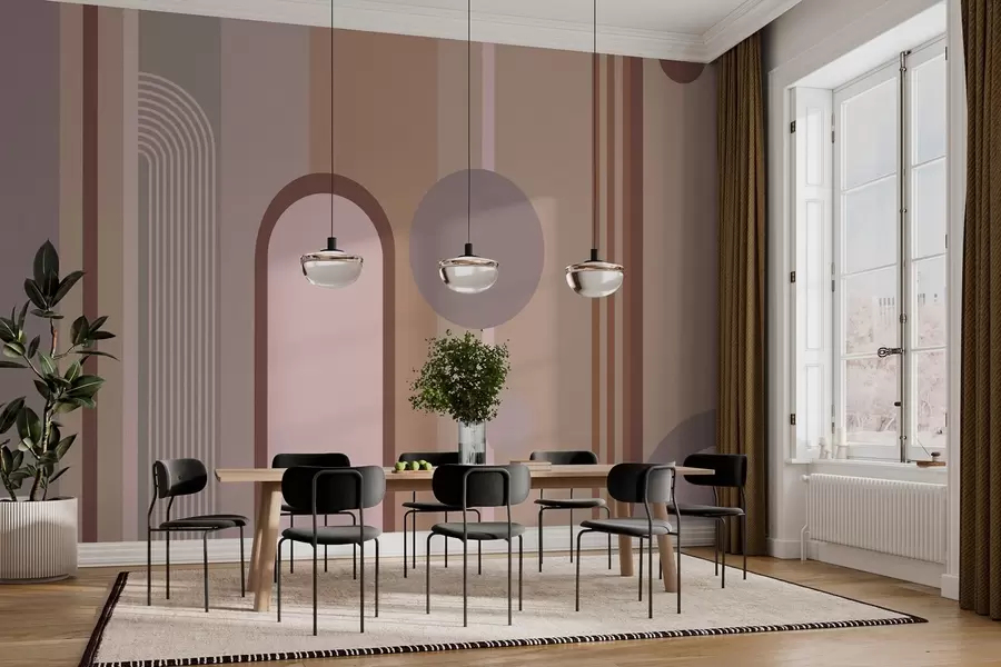 stenske poslikave Abstraktno geometrijsko oblikovanje v mehkih tonih w00466