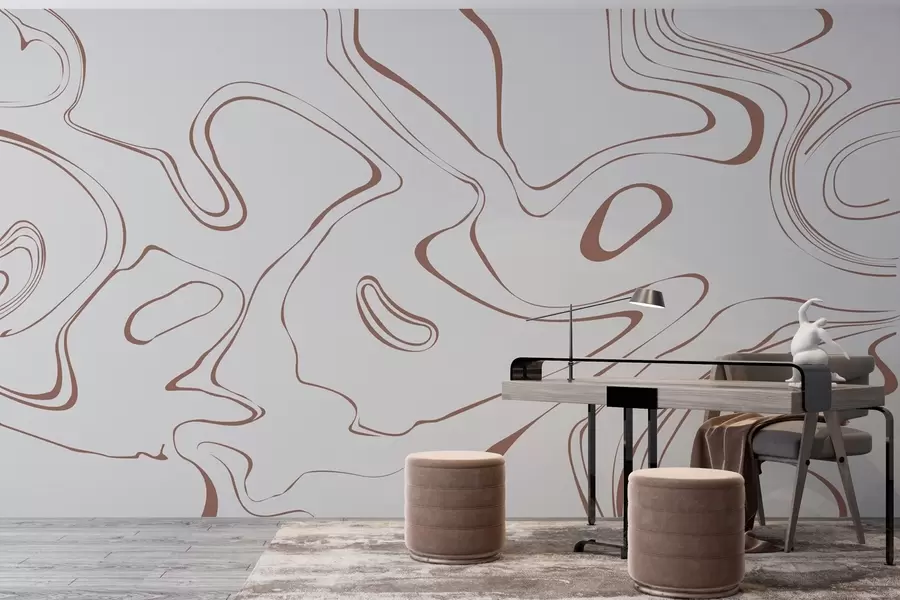 stenske poslikave Abstraktne linije v nevtralnih tonih w00634