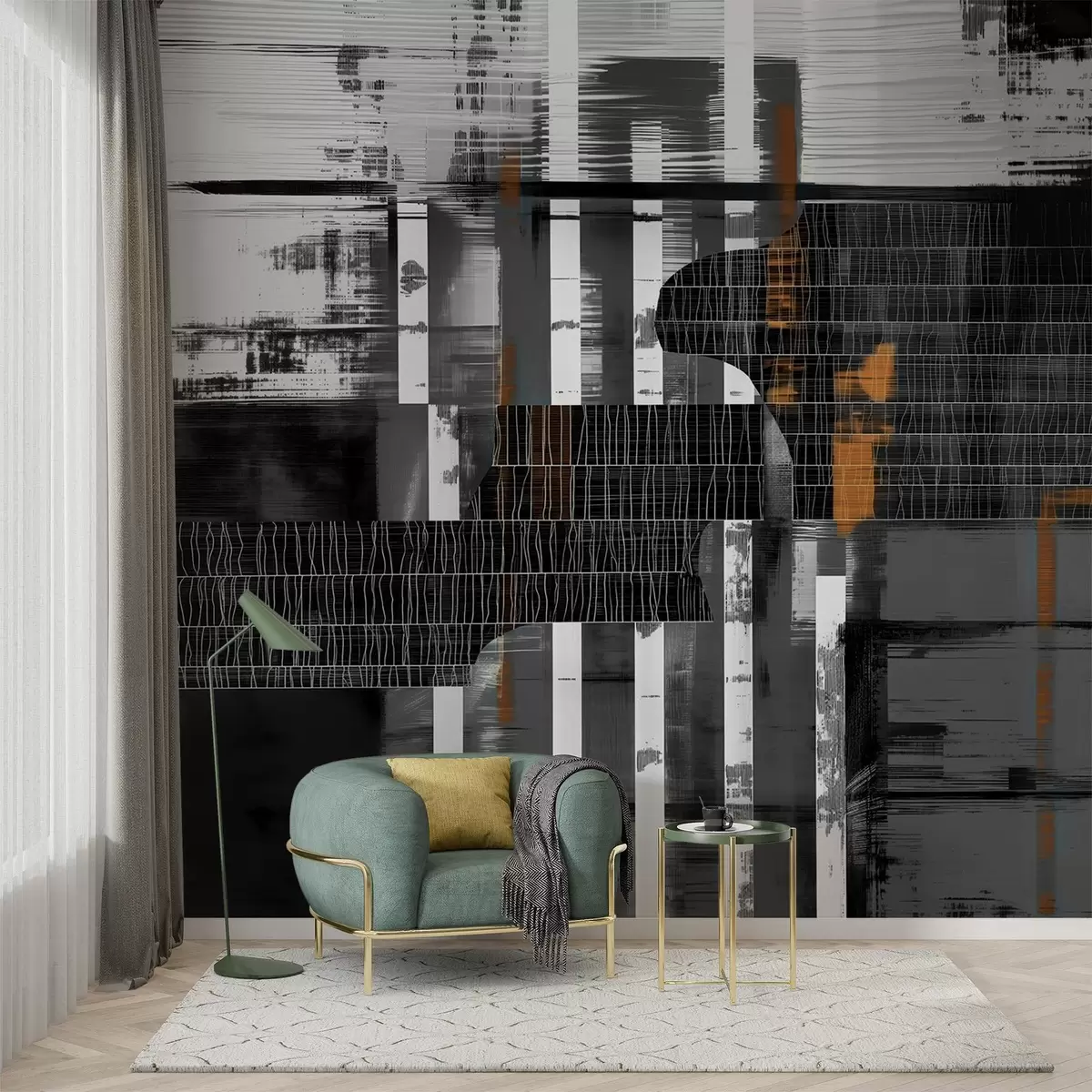 stenske poslikave Abstraktna kompozicija linij in oblik w00686