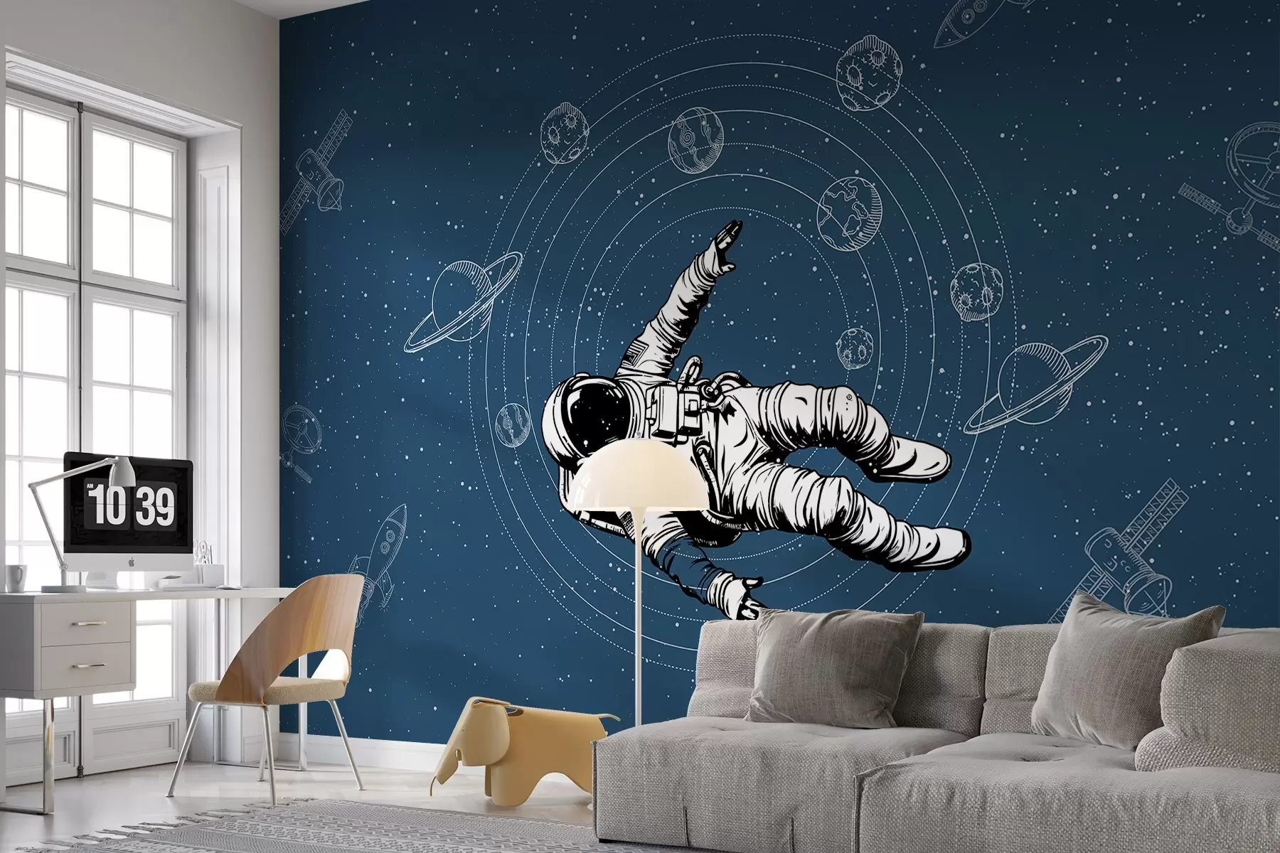 stenske poslikave Astronavt raziskuje širno vesolje w00712