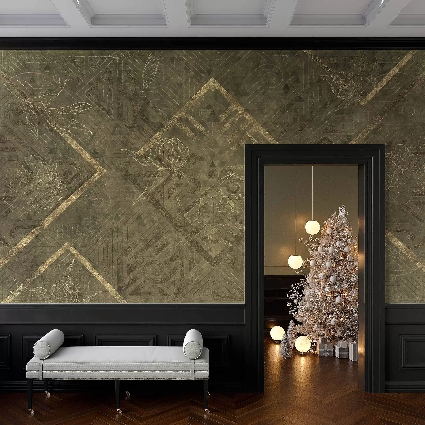 stenske poslikave Grunge tekstura s cvetličnimi vzorci w02079v1