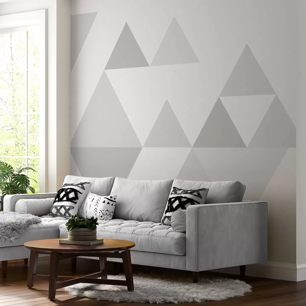 stenske poslikave Elegantni trikotniki sive barve w02107v2