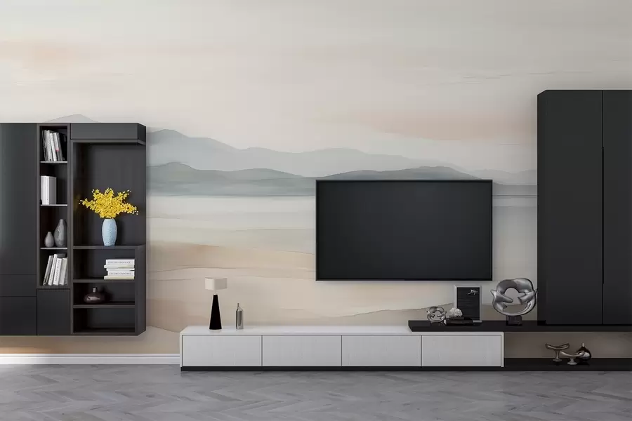 stenske poslikave Poslikana akvarelna pokrajina w02117