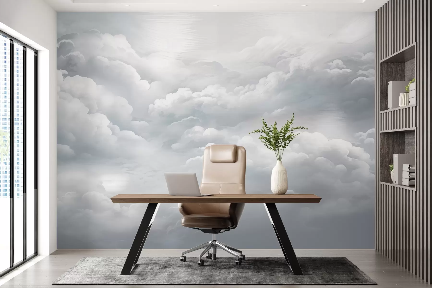 stenske poslikave Oblaki v sivi barvi w02189v1