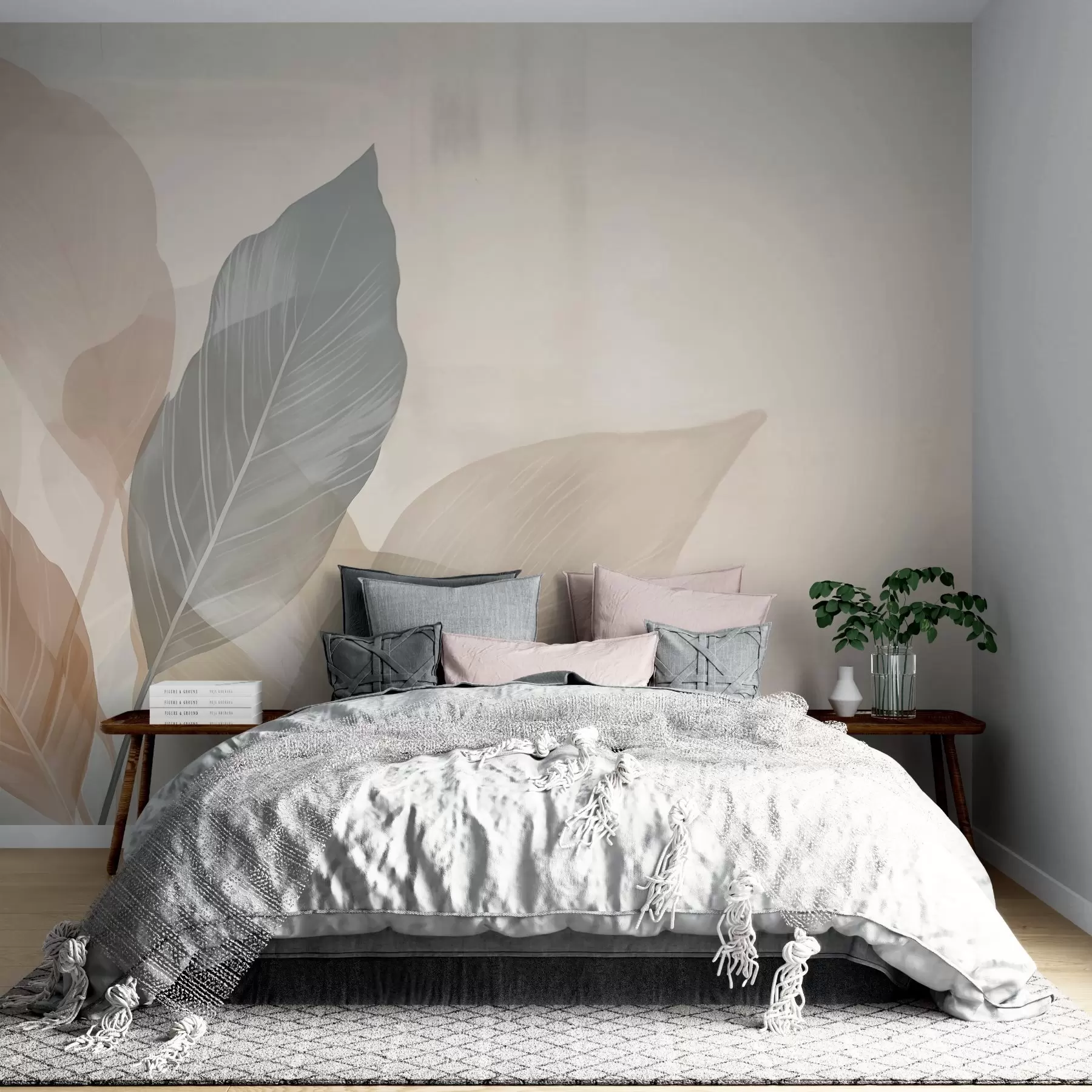 stenske poslikave Retro listi w02190