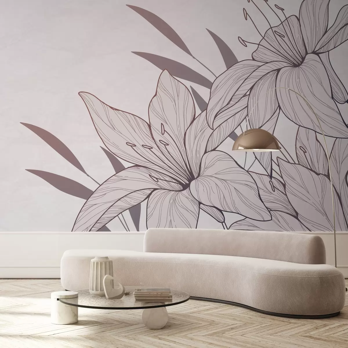 stenske poslikave velike poslikane roza lilije w02204