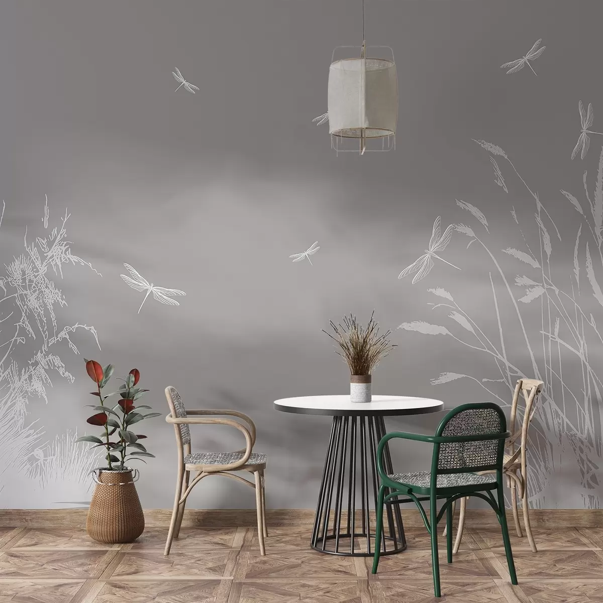 stenske poslikave Nežen polet nad mirnimi vodami w00558v2