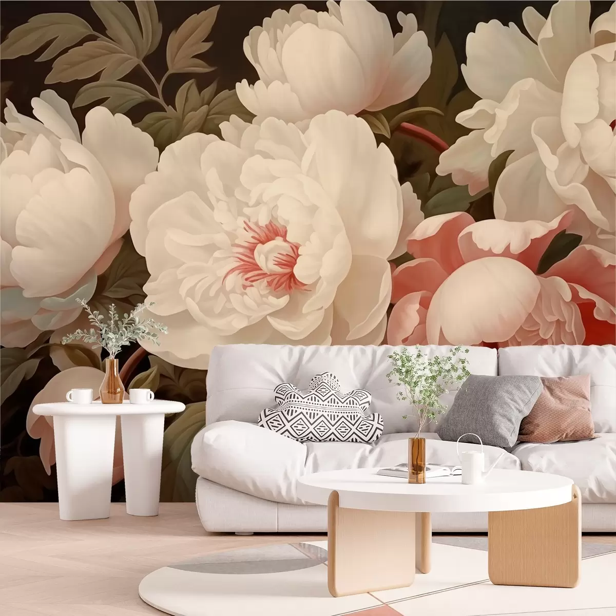 stenske poslikave Peonije v nežnih tonih w02156