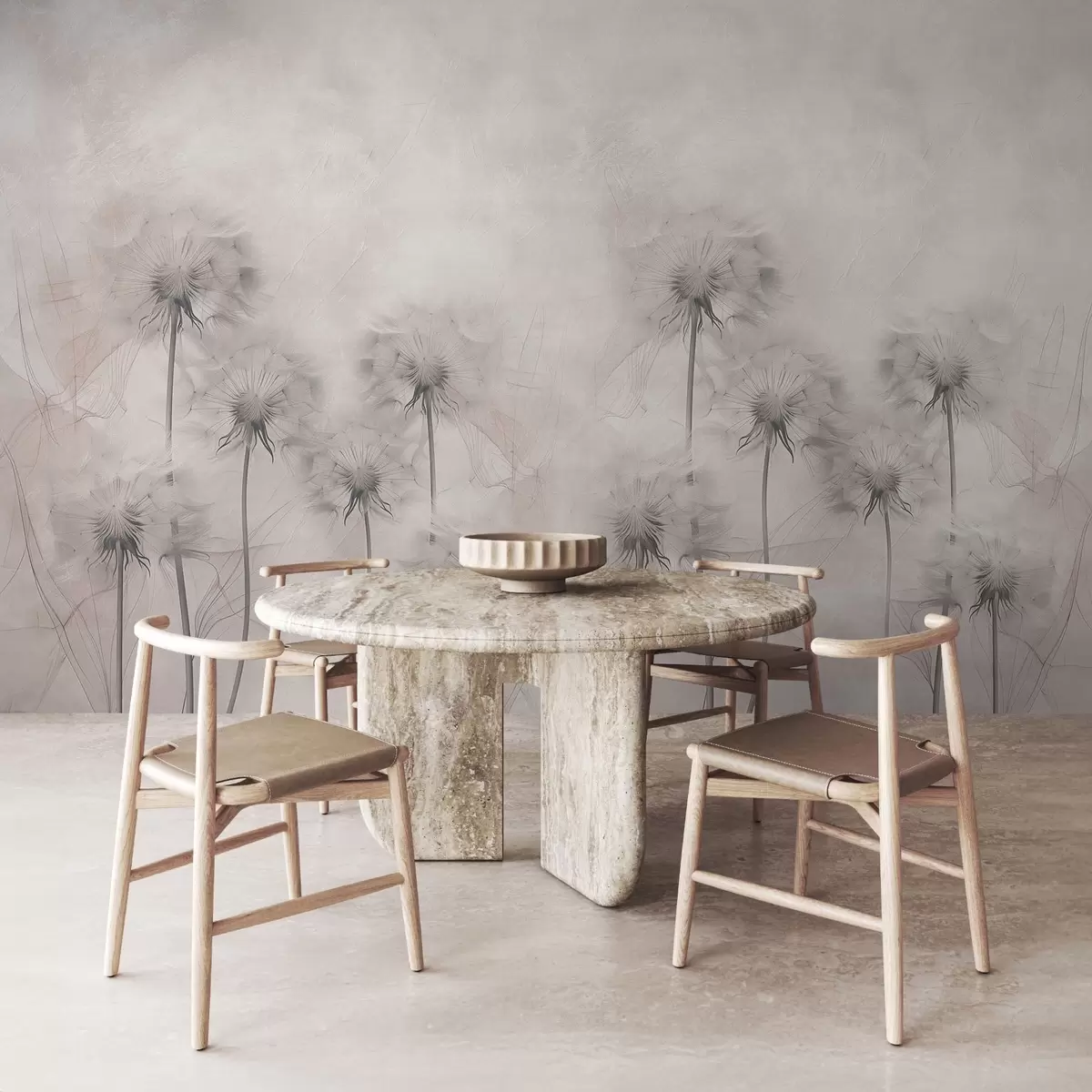 stenske poslikave Mlečne lupinice na svetlo bež ozadju w01895