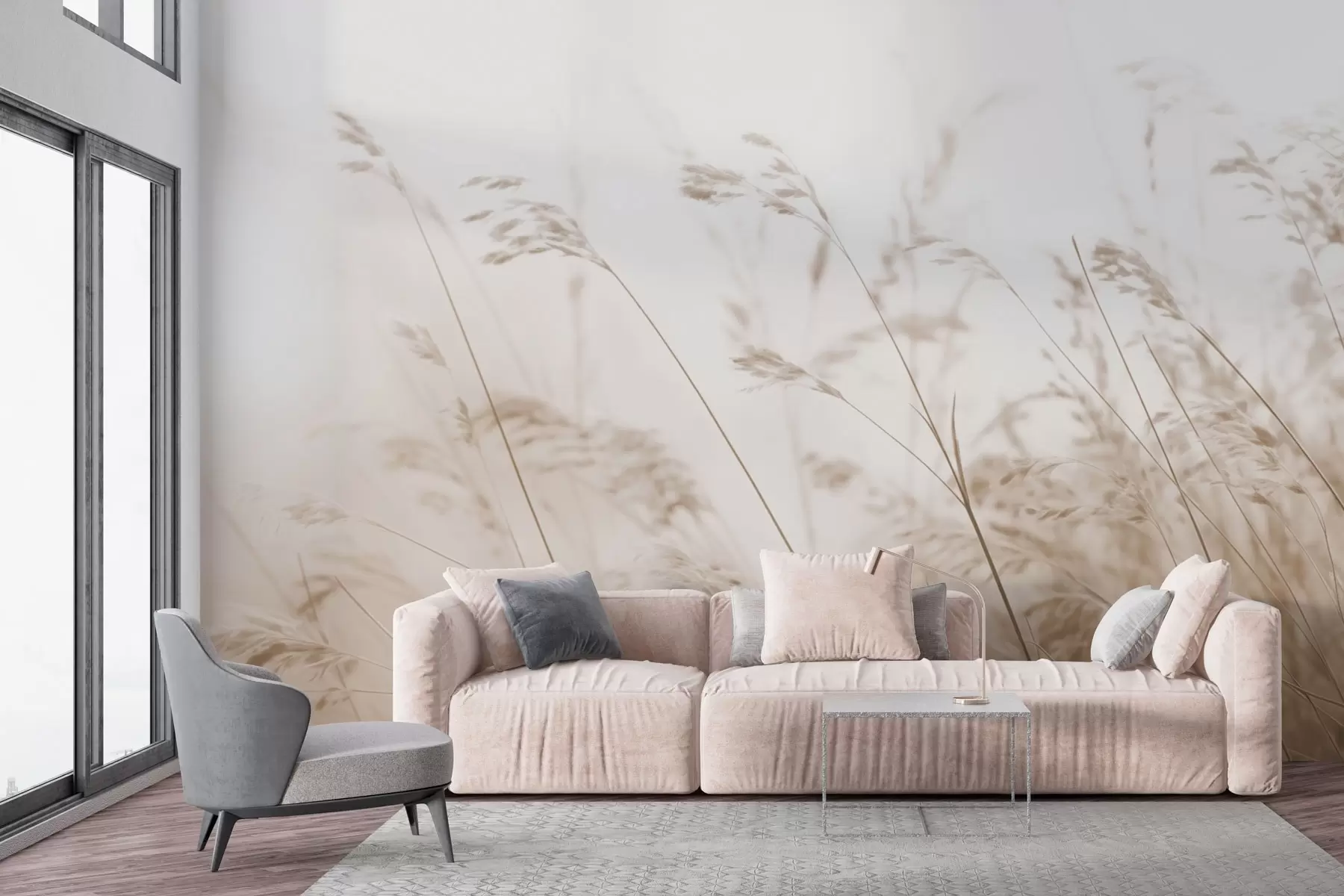 stenske poslikave Poljske trave ob megleni zori w02250