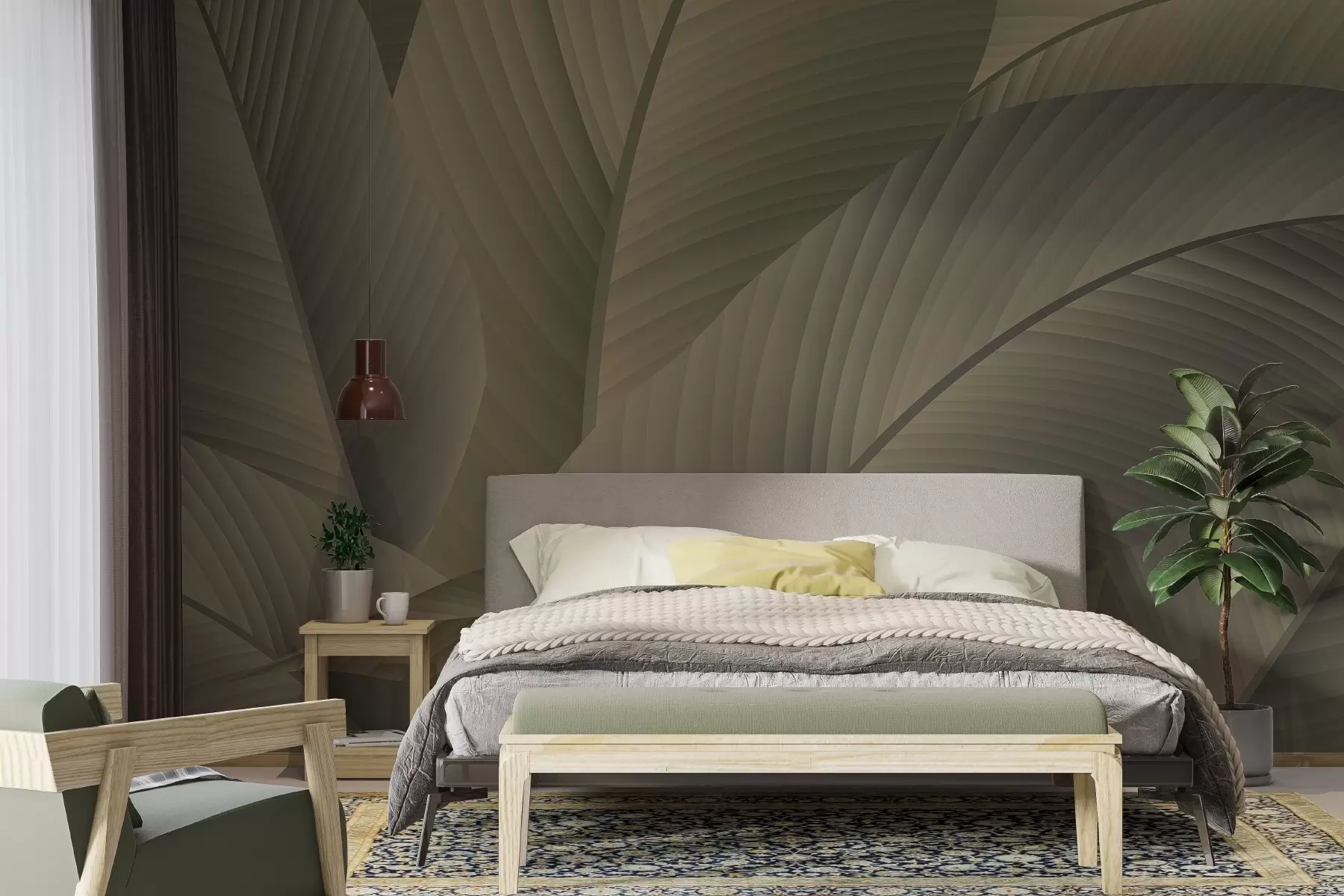 stenske poslikave Veliki listi rjave barve w02366v2