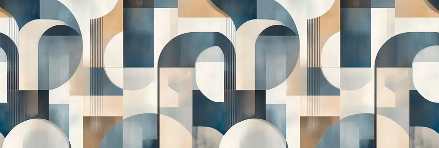 stenske poslikave Art Deco ozadje z geometrijskim vzorcem v modrih, bež in mlečnih odtenkih w02346