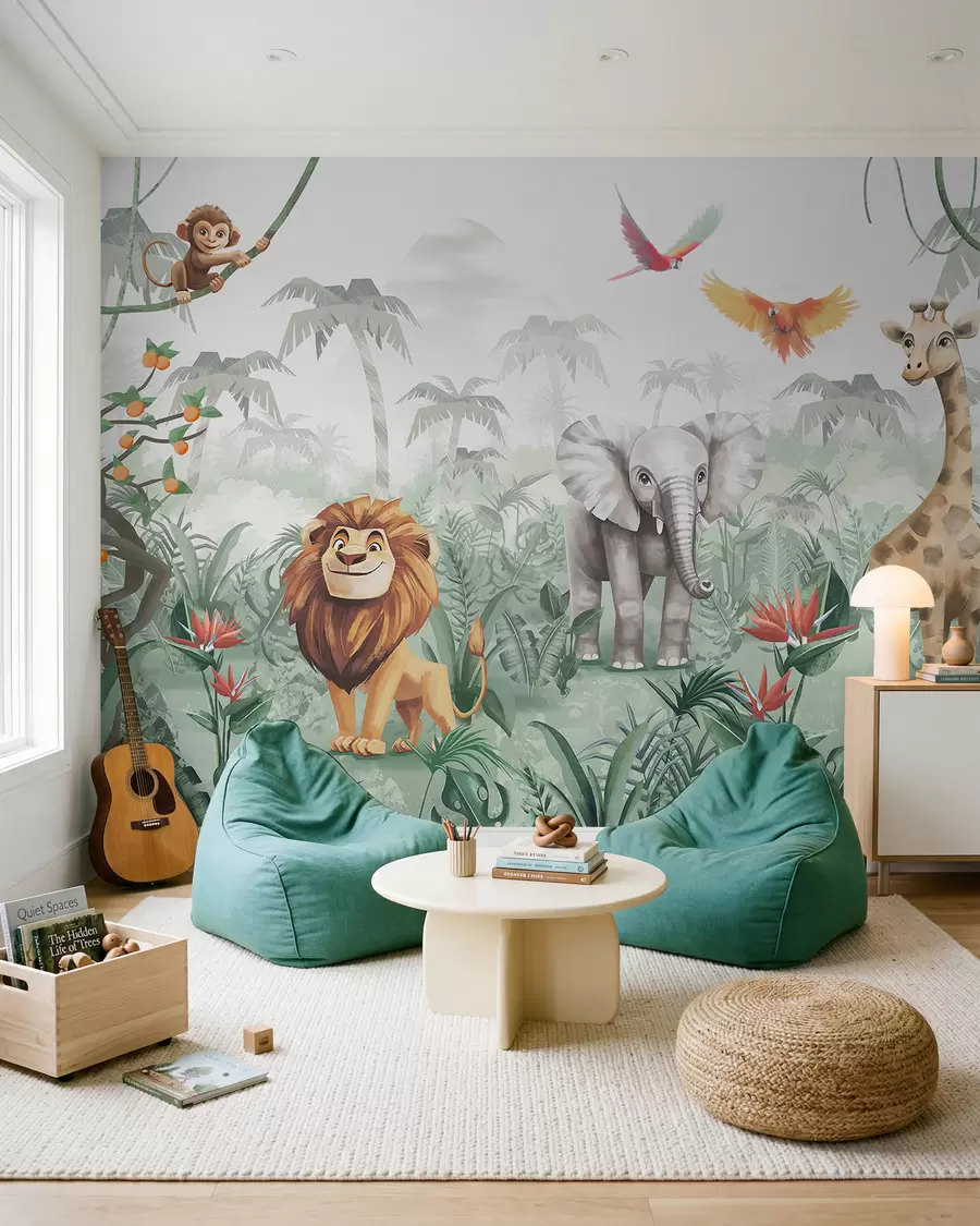 stenske poslikave Safari med palmami w02440