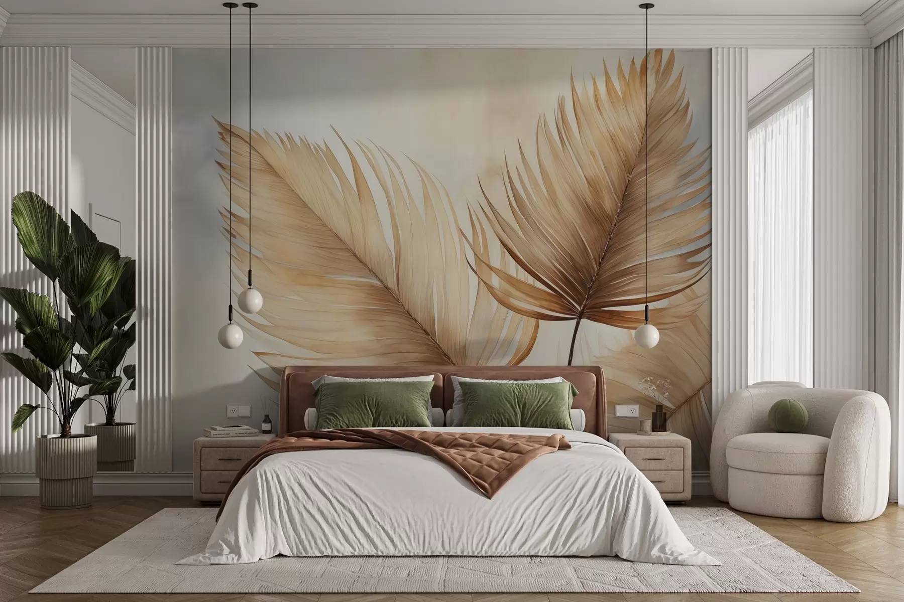 stenske poslikave Imitacija suhega tropskega listja akvarel w02438