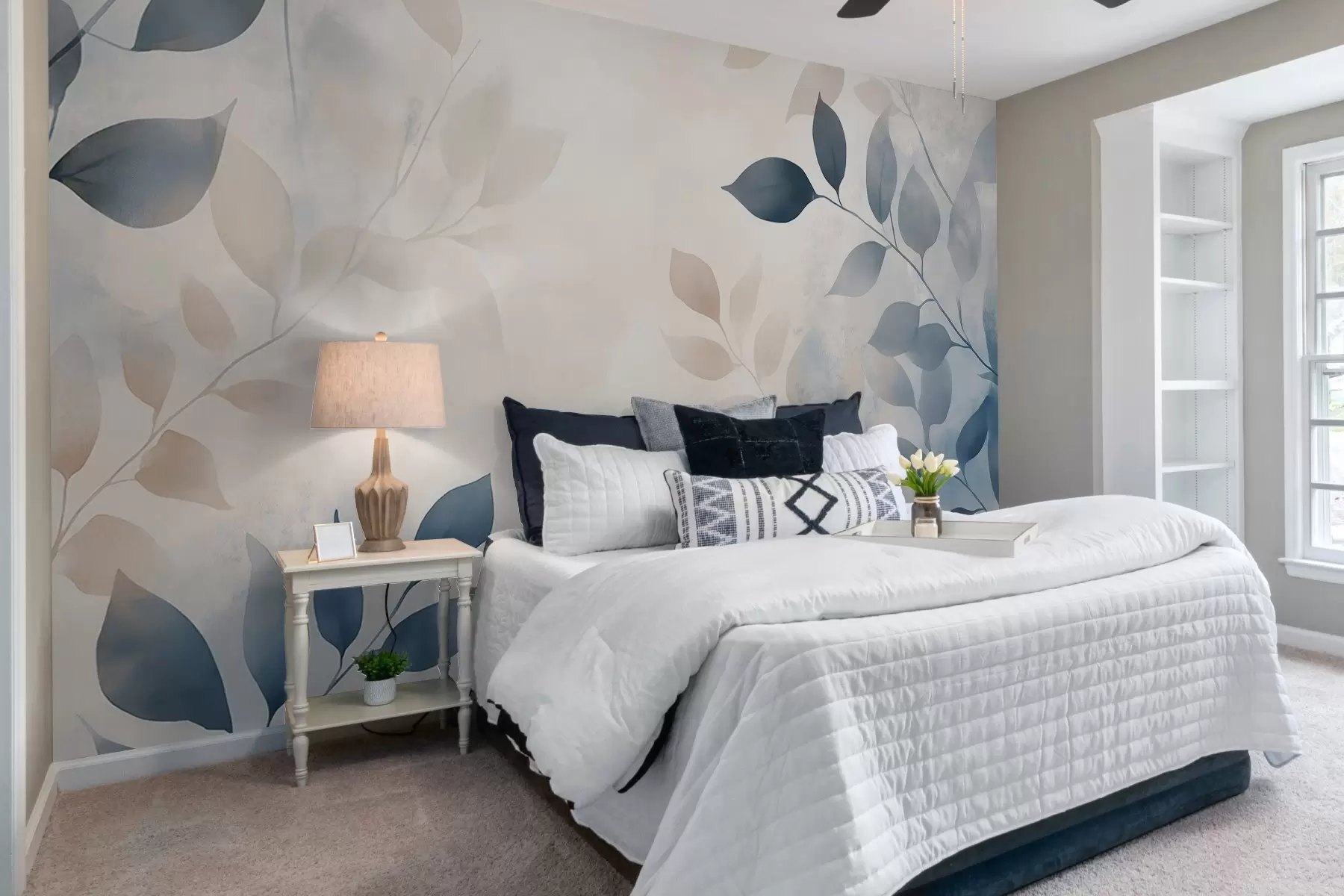 stenske poslikave občutljivi listi v akvarelni tehniki w02453