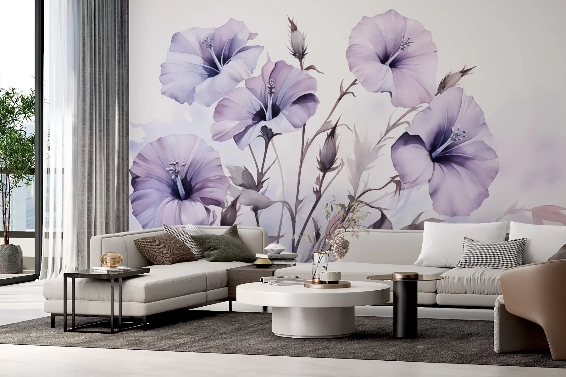 stenske poslikave Petunia cvetje imitacija akvarel w02466