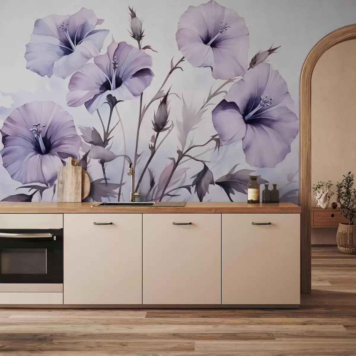 stenske poslikave Petunia cvetje imitacija akvarel w02466
