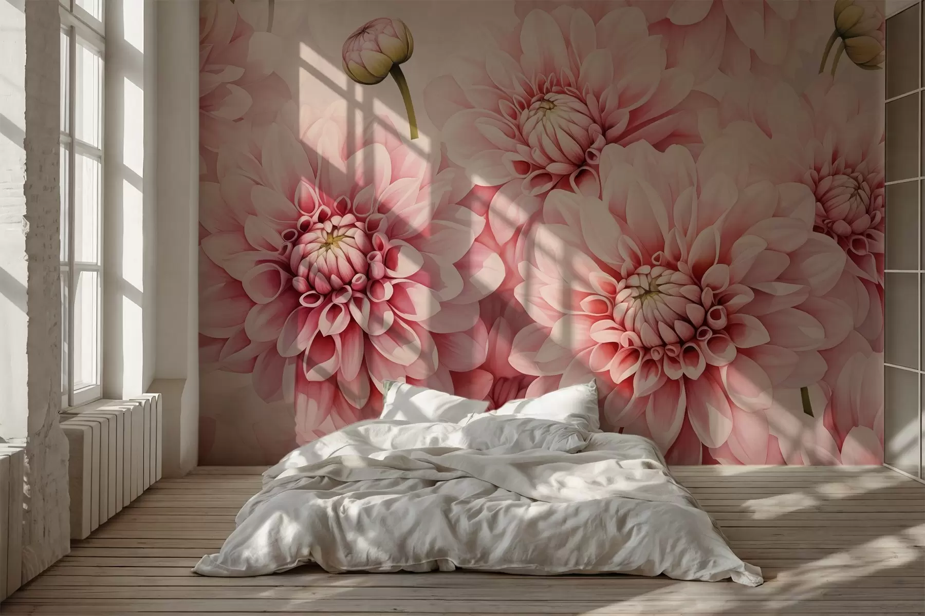 stenske poslikave Roza krizanteme smitation akvarel w02469