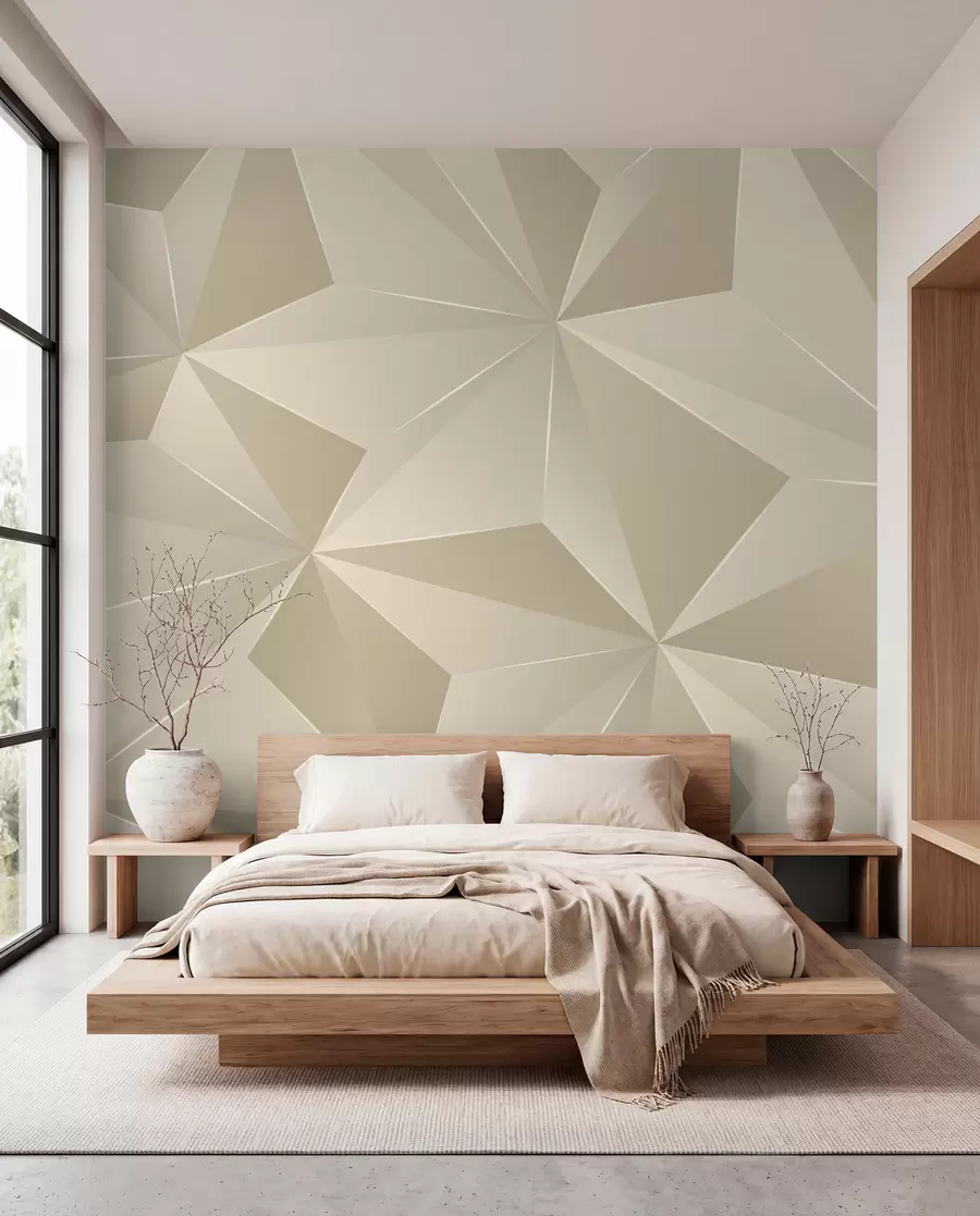 stenske poslikave Geometrijski relief v bež barvi u42449